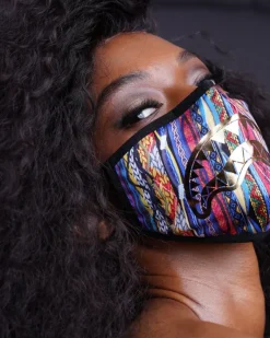 1994 GOLD METALLIC SHARK POLYESTER FACE MASK>SPRAYGROUND Discount