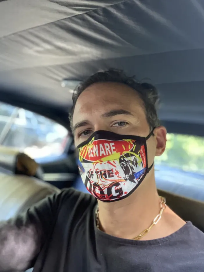 ADULT BEWARE OF THE DOG FORM-FITTING FACE MASK>SPRAYGROUND New