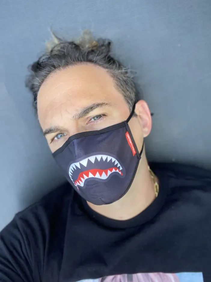 ADULT SHARK LOGO (BLACK) FORM-FITTING FACE MASK>SPRAYGROUND Best