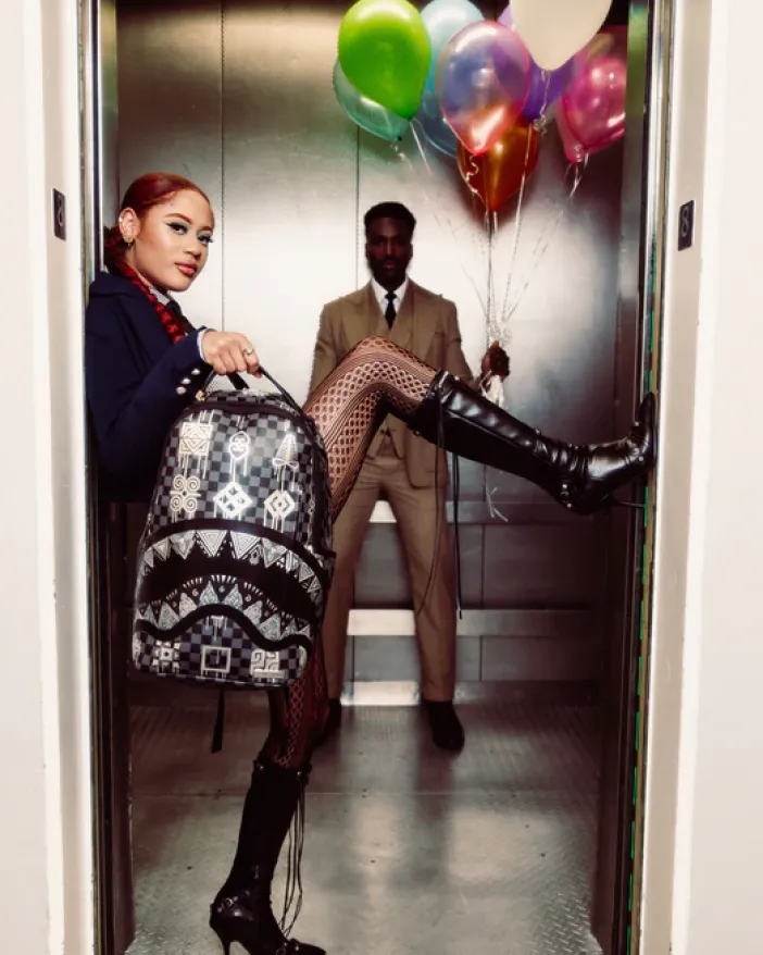 AFRICAN INTELLIGENCE 9 POWER GLYPHICS BACKPACK - SANDFLOWER COLLAB>SPRAYGROUND Sale