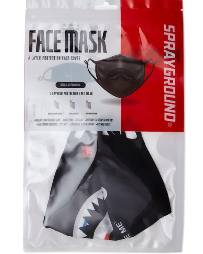 BITE ME SHARK (BLK) POLYESTER FACE MASK>SPRAYGROUND