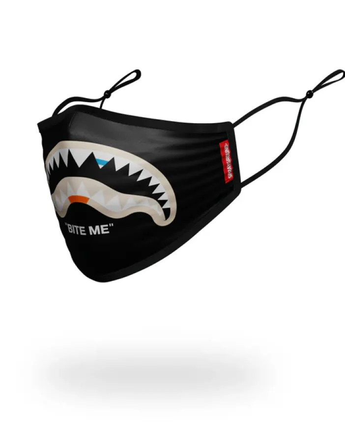 BITE ME SHARK (BLK) POLYESTER FACE MASK>SPRAYGROUND