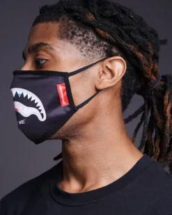 BITE ME SHARK (BLK) POLYESTER FACE MASK><noscript><img width=