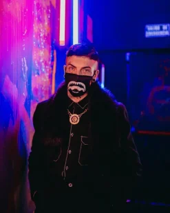BITE ME SHARK (BLK) POLYESTER FACE MASK><noscript><img width=