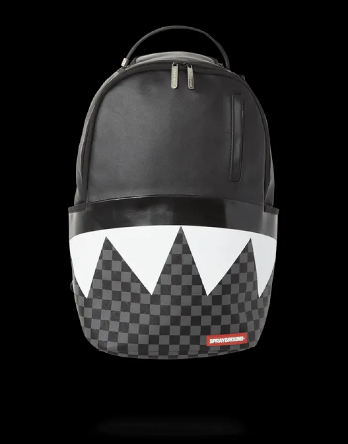 BLACK HALF CHECK SHARKS IN PARIS BACKPACK (ONE OF ONE)>SPRAYGROUND