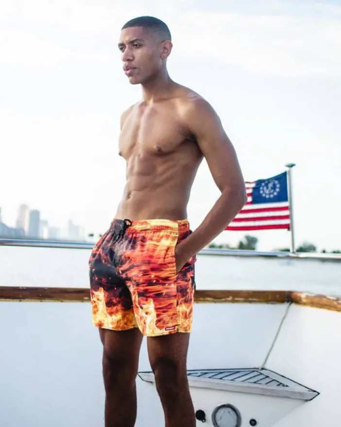 CAMO FIRE SHOTO SWIM TRUNKS>SPRAYGROUND
