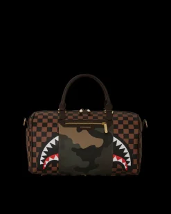 EXTERIOR GOLD ZIP POCKET SHARKS IN PARIS MINI DUFFLE>SPRAYGROUND New