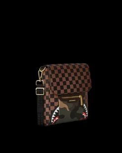 EXTERIOR GOLD ZIP POCKET SHARKS IN PARIS MESSENGER SLING BAG><noscript><img width=