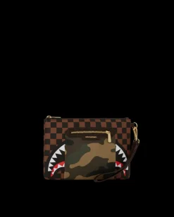 EXTERIOR GOLD ZIP POCKET SHARKS IN PARIS CROSSOVER CLUTCH>SPRAYGROUND Clearance