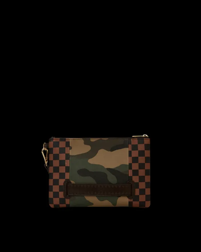 EXTERIOR GOLD ZIP POCKET SHARKS IN PARIS CROSSOVER CLUTCH>SPRAYGROUND Clearance