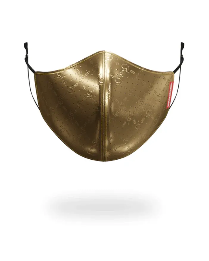 GOLD MONEYGRAM VEGAN LEATHER FACE MASK>SPRAYGROUND