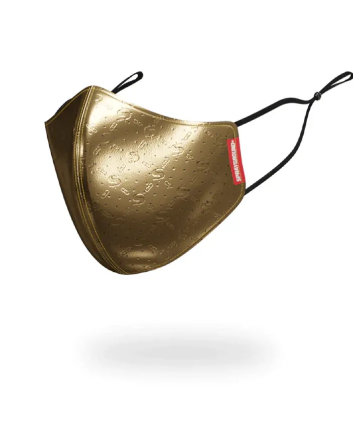 GOLD MONEYGRAM VEGAN LEATHER FACE MASK>SPRAYGROUND