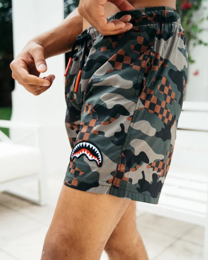 KIDS CAMO CHECKERED SWIM TRUNKS>SPRAYGROUND Sale