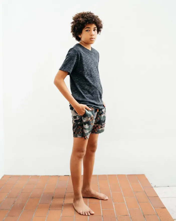 KIDS CAMO CHECKERED SWIM TRUNKS>SPRAYGROUND Sale
