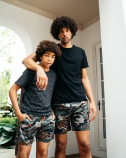 KIDS CAMO CHECKERED SWIM TRUNKS><noscript><img width=