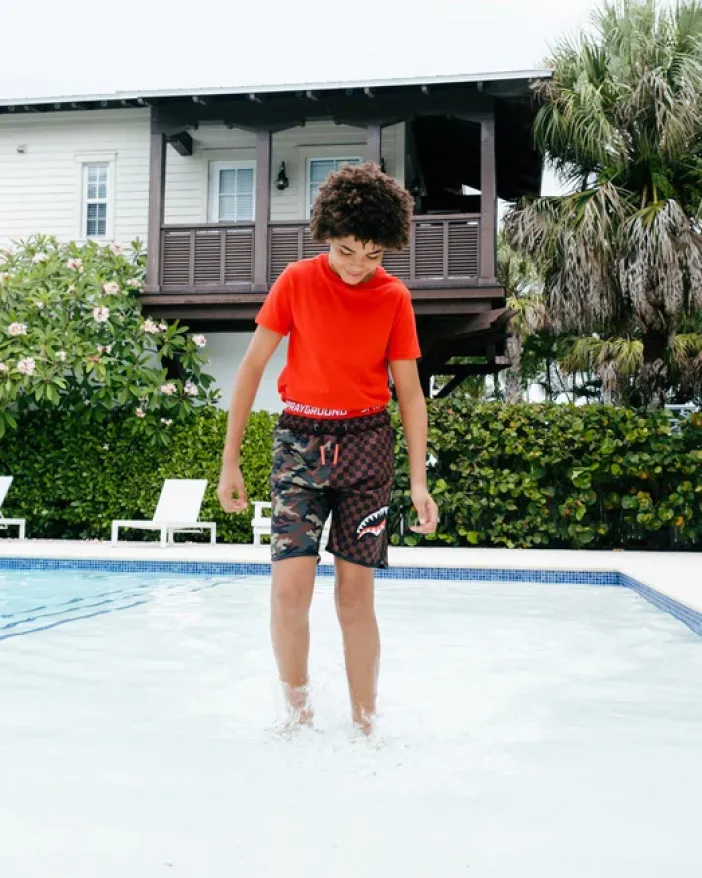KIDS CHECKS u0026 CAMO SWIM TRUNKS>SPRAYGROUND Sale