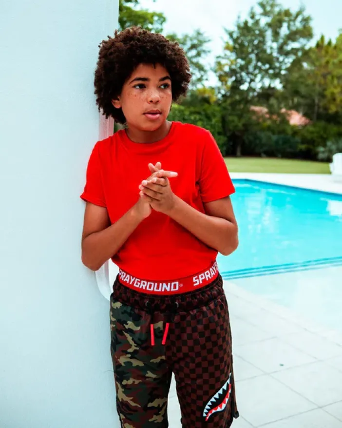 KIDS CHECKS u0026 CAMO SWIM TRUNKS>SPRAYGROUND Sale