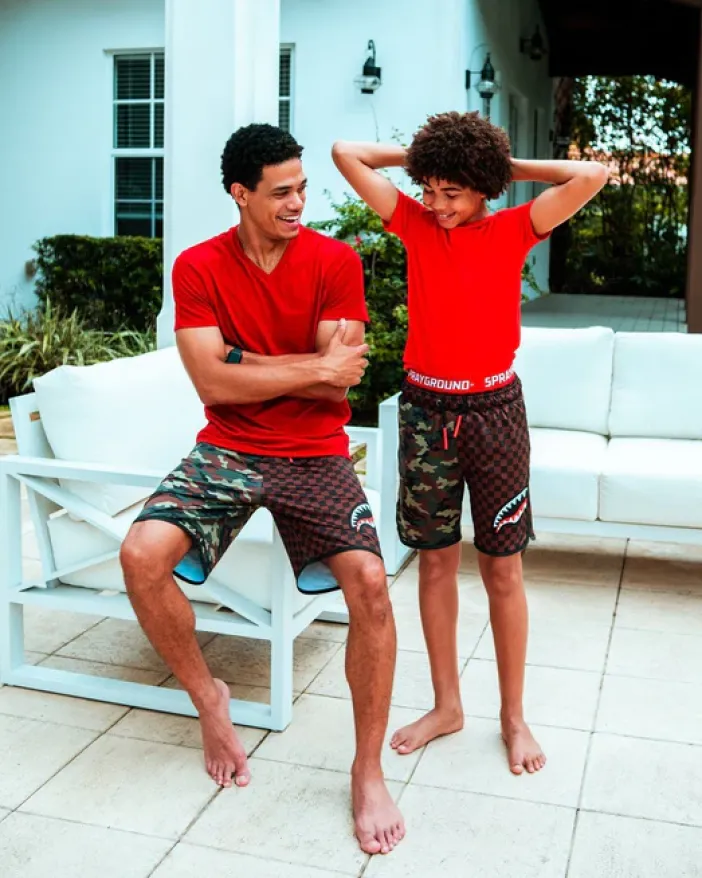 KIDS CHECKS u0026 CAMO SWIM TRUNKS>SPRAYGROUND Sale