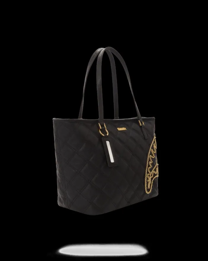NOIR QUILT GOLD CHAIN SHARK TOTE>SPRAYGROUND Outlet