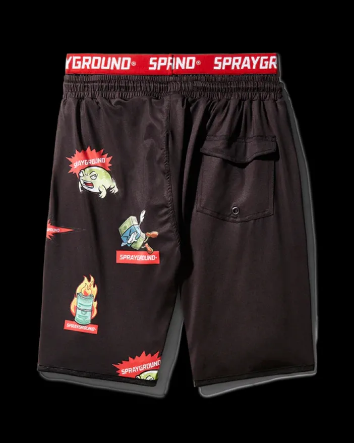 PATCH ALL-IN CORTO SWIM TRUNKS (BLACK)>SPRAYGROUND Sale