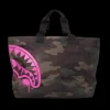 PINK STENCIL SHARK CAMO TOTE>SPRAYGROUND Outlet