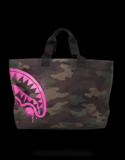 PINK STENCIL SHARK CAMO TOTE>SPRAYGROUND Outlet