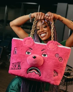 PLUSH MONEYBEAR TOTE (PINK)><noscript><img width=