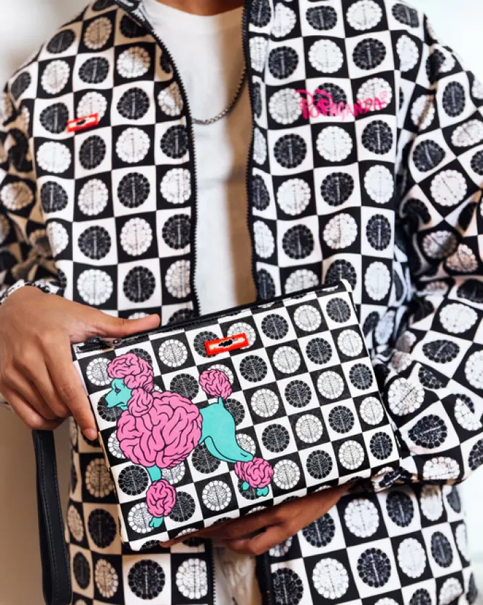 POODLE CHECK RON ENGLISH COLLAB POUCHETTE>SPRAYGROUND Outlet