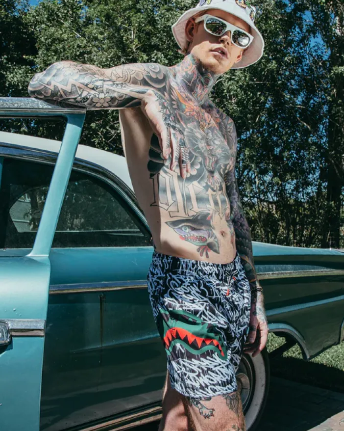 SCRIBBLE SHARK SHOTO SWIM TRUNKS>SPRAYGROUND Online