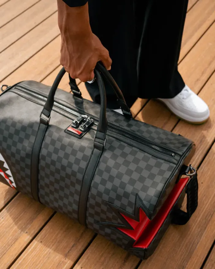 SHARK BITE SHARKS IN PARIS GRAY DUFFLE>SPRAYGROUND New