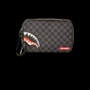 SHARKS IN PARIS (BLACK CHECKERED EDITION) TOILETRY AKA MONEY BAGS>SPRAYGROUND New