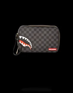SHARKS IN PARIS (BLACK CHECKERED EDITION) TOILETRY AKA MONEY BAGS>SPRAYGROUND New