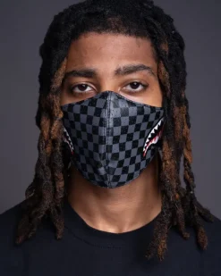 SHARKS IN PARIS (GRAY) VEGAN LEATHER FACE MASK><noscript><img width=