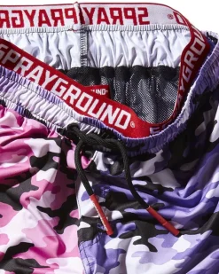 SPLIT CAMO CORTO SWIM TRUNKS><noscript><img width=