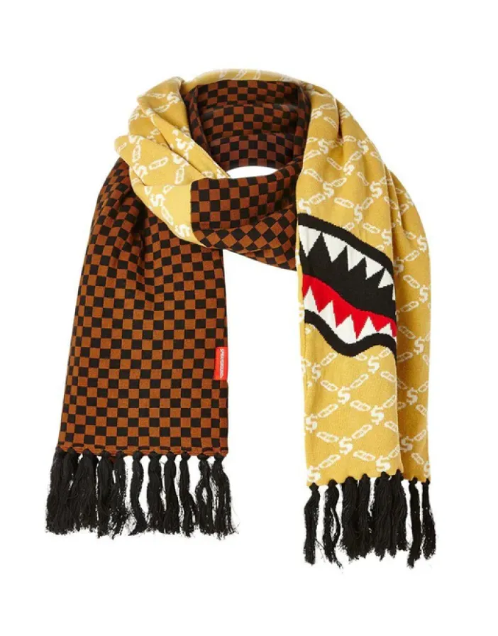 SPLIT CHECKERED SHARK SCARF>SPRAYGROUND New