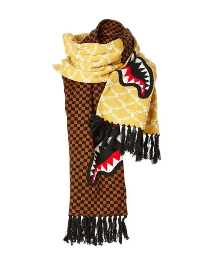SPLIT CHECKERED SHARK SCARF>SPRAYGROUND New