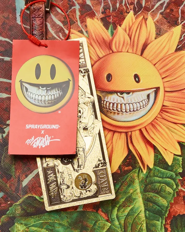 SUNFLOWER GRIN RON ENGLISH COLLAB TOTE>SPRAYGROUND New