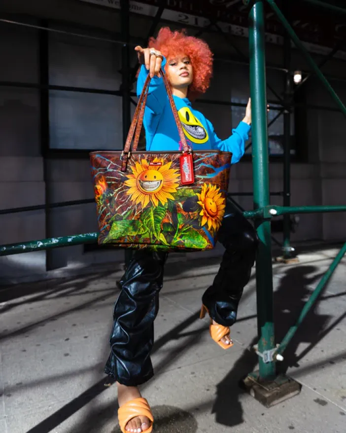 SUNFLOWER GRIN RON ENGLISH COLLAB TOTE>SPRAYGROUND New