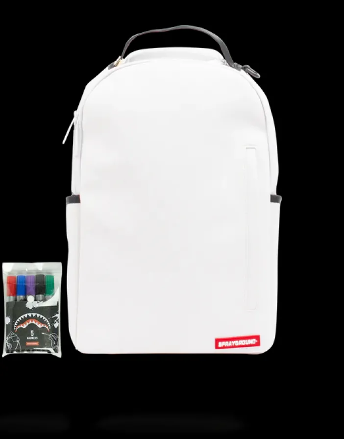 THE DIY WHITE BACKPACK (VEGAN LEATHER u0026 INNER MONEY LINING) u0026 MARKERS INCLUDED>SPRAYGROUND Online