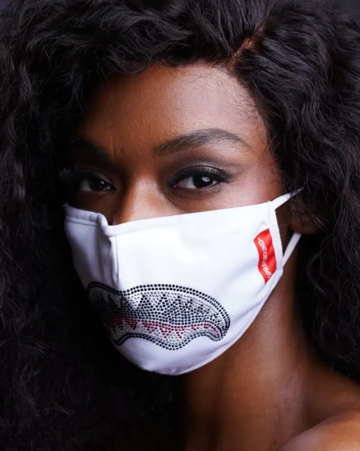TRINITY DIAMOND SHARK (WHT) POLYESTER FACE MASK>SPRAYGROUND Best
