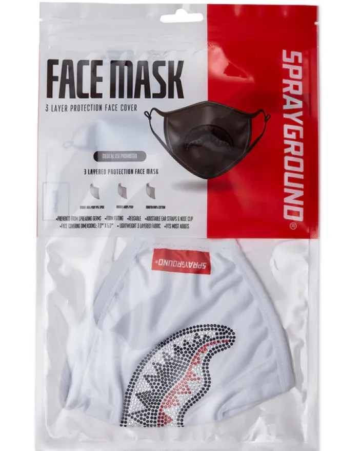 TRINITY DIAMOND SHARK (WHT) POLYESTER FACE MASK>SPRAYGROUND Best