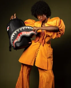 VELCRO SHARK - 3 INTERCHANGEABLE SHARKS BACKPACK (DLXV)><noscript><img width=