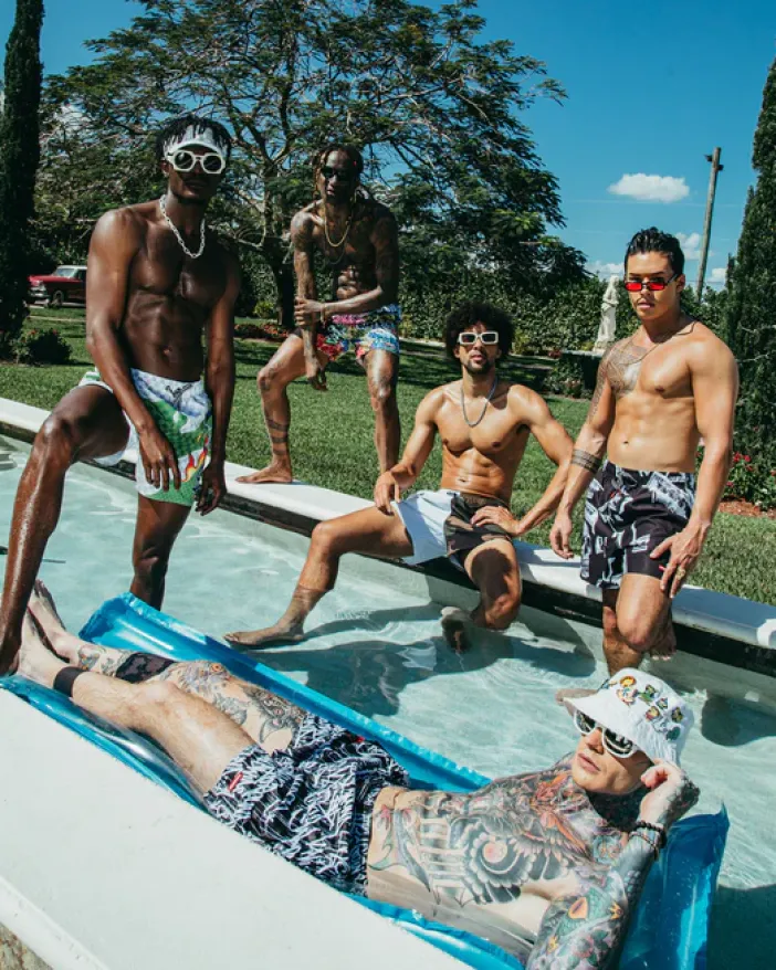 WTF ART SHOTO SWIM TRUNKS>SPRAYGROUND Clearance