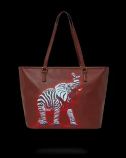 ZEBRA ELEPHANT RON ENGLISH COLLAB TOTE><noscript><img width=